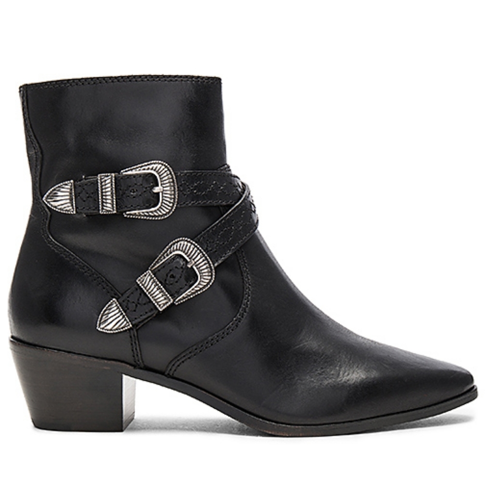 Frye Ellen Buckle Short Bootie in black size 6